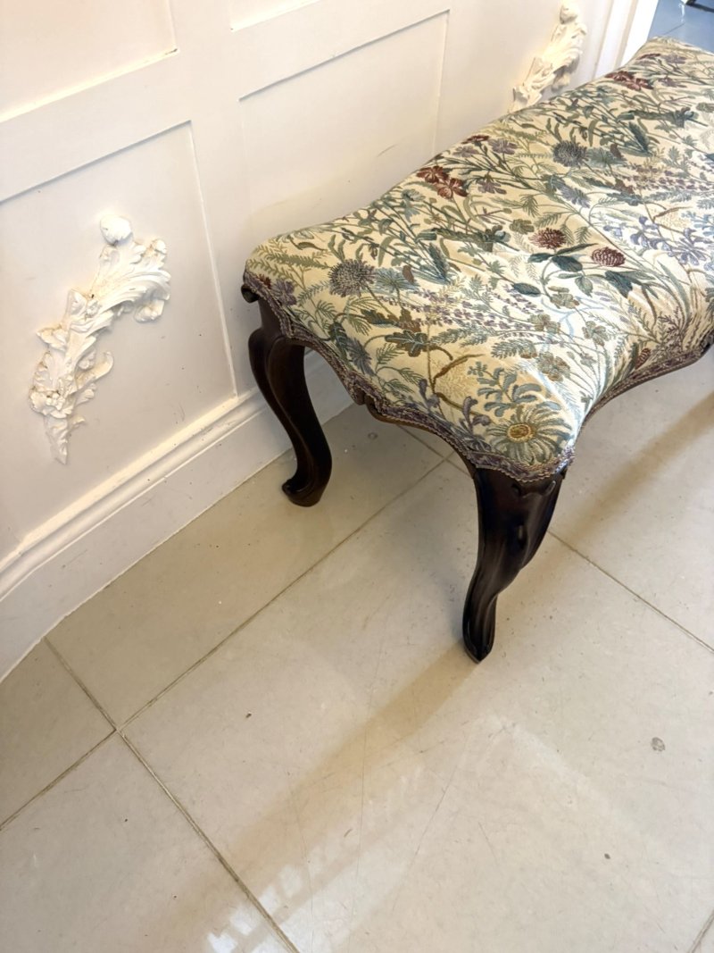 Antique Elegant Victorian Carved Walnut Window Seat Stool - Image 5